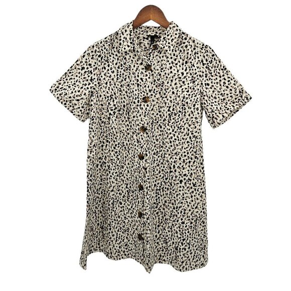 Who What Wear Shirt Dress Sz Small Button Down Cheetah Animal Print Pockets NEW - Picture 4 of 13